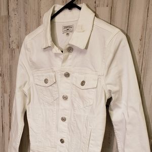 Just USA White Distressed Denim Jacket, Size XS